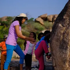 We believe climbing is for everyone. A huge part of our mission is making the sport accessible, which is why we love hosting sessions for local kids, like these ones in Hanumanhalli, and sharing our resources.