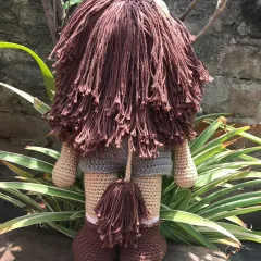 The back of the Jireh doll, showing off his full, loopy mane and little lion tail. I love adding these details to bring my creations to life.