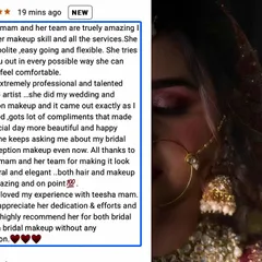 A glowing review from a bride who was thrilled with her wedding and reception makeup.