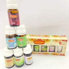 Discover your favorite scent with our pack of six assorted aroma oils. This set includes popular fragrances like Rose, Jasmine, Mogra, Sandalwood, Lemongrass, and Lavender, giving you a different option for every mood and occasion.