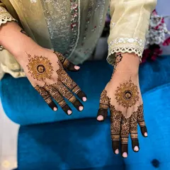 The back of the hands for the groom's sisters, featuring a beautiful mandala design that is both traditional and stylish.