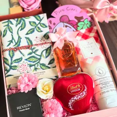 Get your hands on our cute Mother's Day hamper! This gift includes a full-size Zara perfume, a face sheet mask, Bath & Body Works shower gel, a handcrafted diary, Revlon blush, and a Lindt chocolate heart.