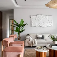 This living room from a Bengaluru apartment we designed is all about serene, neutral tones and soft textures. I focused on creating a calm, organic feel, a space where you can truly unwind, which even got a feature in Architectural Digest.