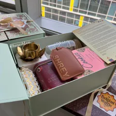 I had the honor of curating these personalized Diwali hampers for The Belgian Waffle Co. for the second year in a row. Each box included a custom glass and a leather luggage tag with the employee's name.