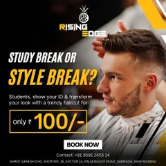Study break or style break? For students, it can be both. Show your ID and get a trendy haircut for only ₹100.