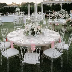 This is the magic we create. An elegant outdoor dining setup for a destination wedding in Antalya, Turkey, where every detail, from the floral centerpieces to the seating, is designed to create a breathtaking atmosphere.