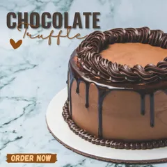 Our classic Chocolate Truffle cake is a dream for purists. It features layers of moist chocolate sponge and silky, rich chocolate truffle ganache with a beautiful drip effect.