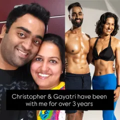 This is what happens when you decide to do it together. Christopher and Gayatri have been with me for over three years, transforming not just their bodies but their entire lifestyle. They are proof that fitness can be a journey you share, making you stronger as individuals and as a team.