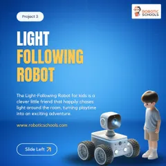 The light-following robot is a fun project that teaches kids how light sensors work. They program the robot to chase a flashlight beam around the room, turning playtime into an exciting adventure.