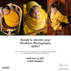 A collection of beautiful newborn portraits in a yellow theme, showing consistency in color and style.