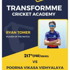 This is the result of dedication. We celebrate Ryan Tomer’s phenomenal maiden double hundred, an unbeaten 217 runs. It’s a testament to his hard work and the high-performance batting training we provide to help players achieve extraordinary milestones.