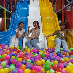 The joy of sliding into a sea of colorful balls is pure childhood magic. My multi-lane slides are a favorite in the adventure zone, perfect for friends to race down together and make a big splash in the ball pit.