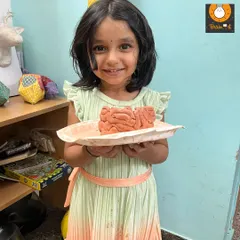 So proud of this little artist and her clay brain sculpture! Working with clay in three dimensions is a fantastic way to develop spatial awareness and fine motor skills.