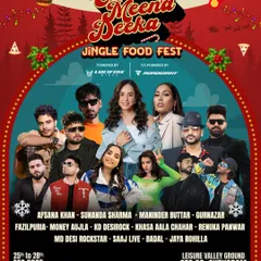 The poster for Eena Meena Deeka Jingle Food Fest. We produce large-scale, themed holiday festivals that combine live Punjabi music with a carnival atmosphere and extensive food offerings.