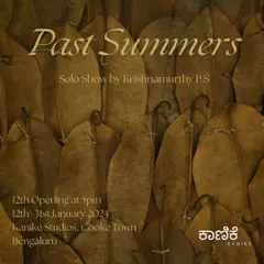 The official invitation to Krishnamurthy P.S.'s solo show, showcasing his unique practice of working with found objects from nature.