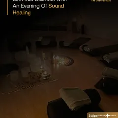 An evening of sound healing, set up for deep rest. We use bolsters and blankets to get comfortable as the sound waves wash over us, promoting relaxation and healing.