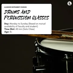 Our Drums and Percussion classes are available for solo learners aged 8 and above, with flexible scheduling throughout the week.