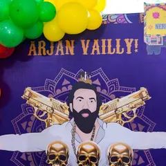 A closer view of the 'Arjan Vailly' Nerf shooting game, showing the fun and edgy theme customization we offer.