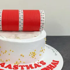 A close-up of a custom bridal-themed cake. We are planning to organize a workshop focused on wedding and bridal theme fondant cakes like this one.