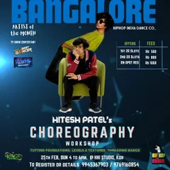 We love bringing unique talent to Bangalore. This poster announces our "Artist of the Month" workshop with Hitesh Patel, a TV show contestant known for his creative choreography and Tutting skills.