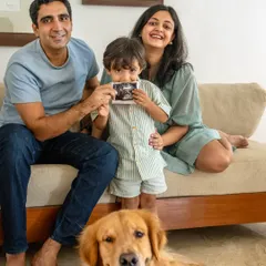 The whole family is here! Announcing a new baby on the way, with big brother Ziggy the Golden Retriever front and center. This is what family is all about, capturing everyone together, celebrating a huge milestone with smiles, love, and a happy pup.