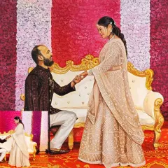 This shows how a candid proposal shot can be transformed into a grand, romantic oil painting. I can adjust the composition and background to create the perfect scene.