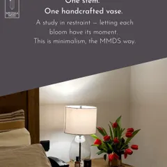 A study in restraint. This minimalist arrangement of red tulips in a simple vase shows that sometimes, less is more. This is minimalism, the MMDS way.