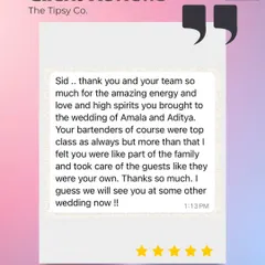This client review highlights what we strive for: being treated "like part of the family" and taking care of guests as our own. It's about more than just drinks; it's about hospitality.