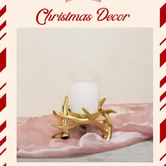 This gold branched candle holder is a statement piece for your Christmas table. Its organic, coral-like shape adds a touch of modern glamour to your holiday decor.