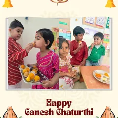 For Ganesh Chaturthi, children enjoyed sharing traditional sweets like laddoos. Festivals are a time for community, and sharing food is a wonderful way to connect and celebrate together.