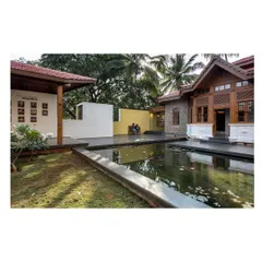 For the KLE Centenary Museum, we restored a dilapidated colonial building and created a new plaza in front. The landscape design, featuring a lotus pond, connects the new pavilions with the original heritage structure.