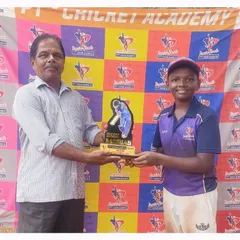 Kaushal Bhera is awarded the Best Batsman trophy for his consistent and high-scoring innings throughout the tournament.