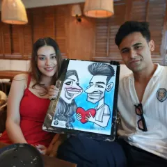 I love capturing the connection between couples. A custom caricature like this is a fun and personal gift for anniversaries, weddings, or just to celebrate your relationship.