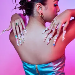 A closer look at the 3D kawaii fantasy nails I created for Ahsaas Channa. Each nail is a mini work of art, covered in tiny, hand-sculpted charms like teddy bears, lollipops, and hearts.