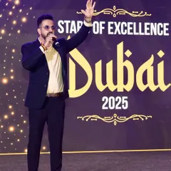 Commanding the stage in Dubai for the Edelweiss "Stars of Excellence" 2025 awards night.