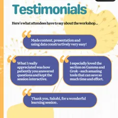 Here is what attendees had to say about our Gen AI workshop. We pride ourselves on patient instruction, interactive sessions, and making complex tools feel simple and effective.