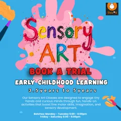 Book a trial for our Sensory Art classes and let your little one dive into a world of color, texture, and imagination. These hands-on activities are designed to boost fine motor skills and sensory development.