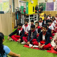 A meditation session in progress for students from Carmel Academy. We teach mindfulness techniques to help shooters quiet their minds and improve concentration on the range.