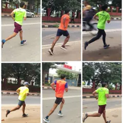 A collage of our runners during interval training. We focus on maintaining good form even when running at higher intensities to build speed efficiently.