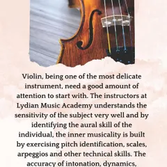 We understand the delicate nature of the violin. Our instructors build aural skills through pitch identification and scales, while emphasizing intonation, dynamics, and smooth bowing techniques.