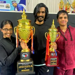 The results of dedication. I am proud to stand with my students Kaira and Pratham after their major wins at the 3rd State Ranking Table Tennis Tournament. We bring home trophies.