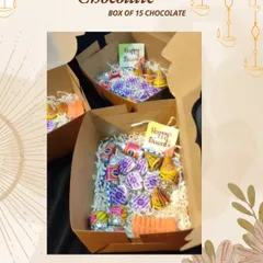 This is a preview of my Diwali menu, featuring a box of 15 assorted pataka chocolates. It's a unique and fun gift for the festival of lights.