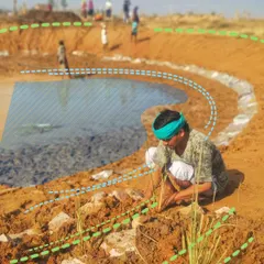 A key part of my sustainable landscape design is water conservation. Here, we are creating swales and ponds on a site near Jaipur to catch monsoon water and recharge the groundwater.