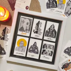 Here’s another look at the framed postcard set. This arrangement is perfect for a prayer corner, a meditation space, or as a meaningful centerpiece in your living room.