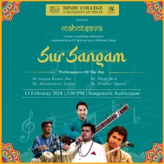 The event poster for 'Sur Sangam' at Hindu College, Delhi University, where I had the pleasure of performing as part of their 125th-anniversary celebrations.