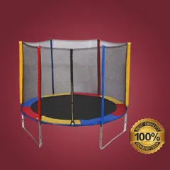 This is my high quality jumping trampoline, available in various sizes to fit your space. It comes complete with a strong safety net and padded poles to ensure secure fun for everyone.