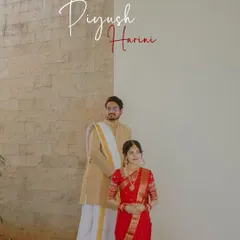 A minimalist and modern couple portrait. We used clean lines and negative space to create a stylish and artistic shot of this South Indian couple.