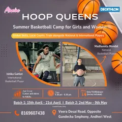 Our "Hoop Queens" camp features training alongside international player Ishika Gahlot and national player Madhumita Mondal. It's a chance for girls and women of all skill levels to learn from the best.