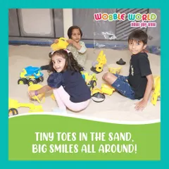 Tiny toes and big smiles are guaranteed in our sensory sand pit. We provide a clean, safe, and fun environment for kids to dig, build, and explore with plenty of toys.