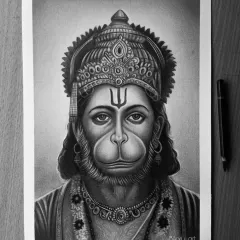 Another view of the completed Lord Hanuman portrait. The details in the crown and jewelry were a challenge I enjoyed.